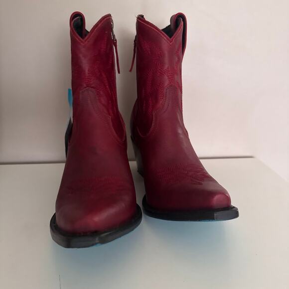 Lane Smokeshow Cowboy Ankle Boots Red Leather Western Cowgirl Booties Size 10 - Picture 5 of 8